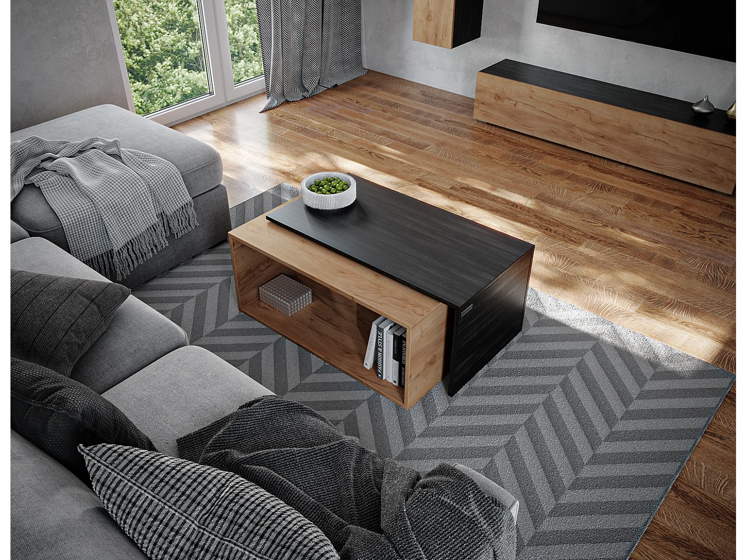 Table basse / Table à café lot de 2 – 90 x 48 x 40 cm, Table de salon moderne, Table de canapé avec rangement, Tables gigognes