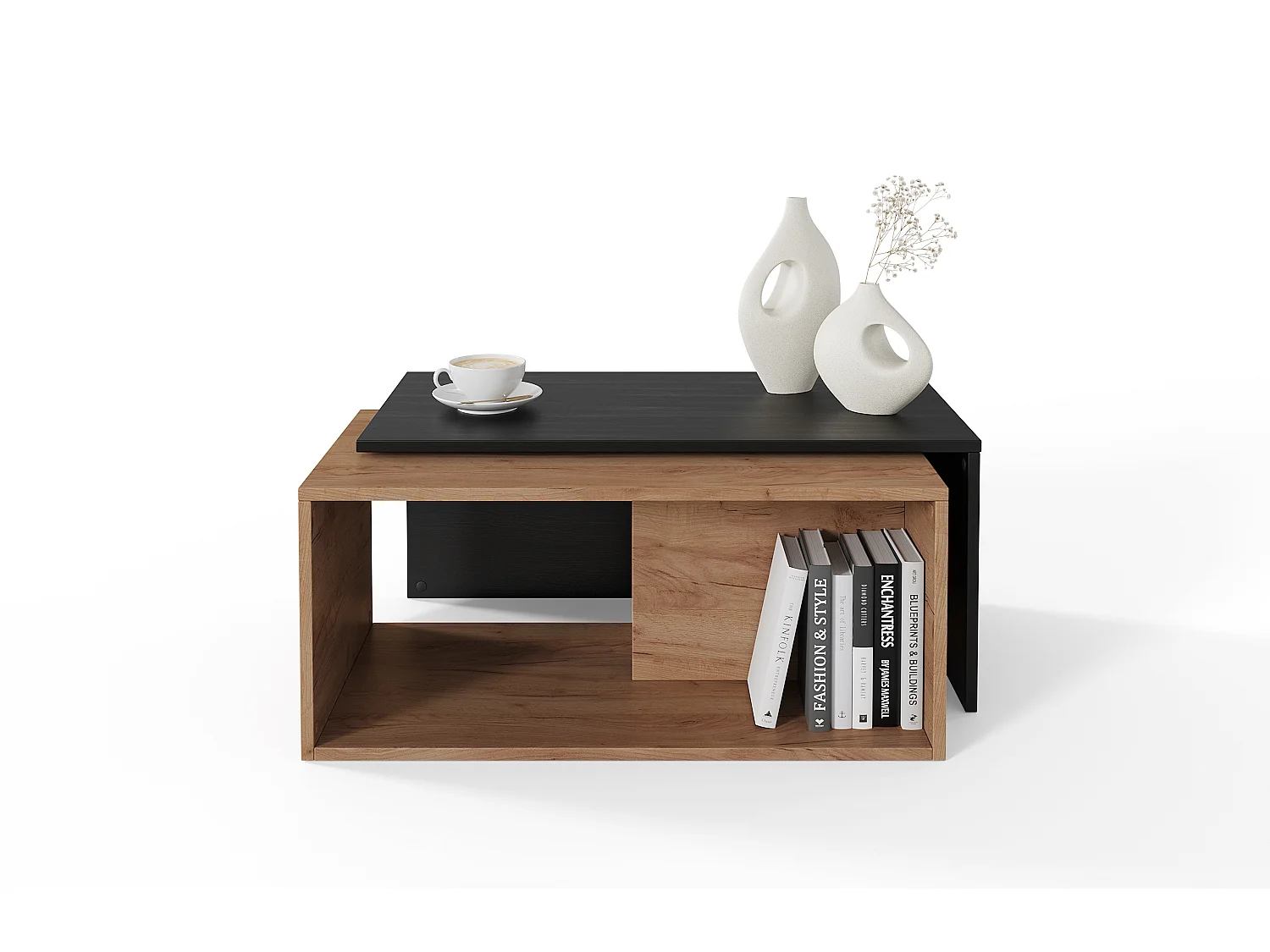 Table basse / Table à café lot de 2 – 90 x 48 x 40 cm, Table de salon moderne, Table de canapé avec rangement, Tables gigognes