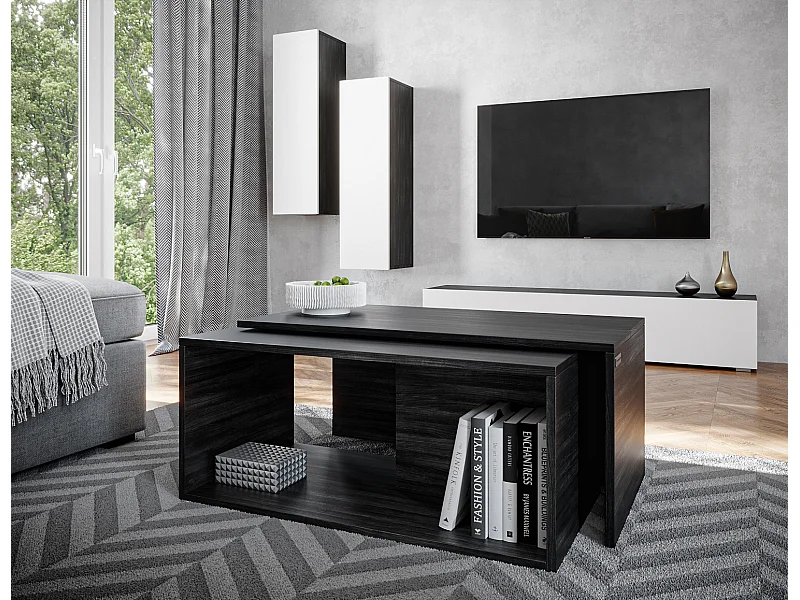 Table basse / Table à café lot de 2 – 90 x 48 x 40 cm, Table de salon moderne, Table de canapé avec rangement, Tables gigognes