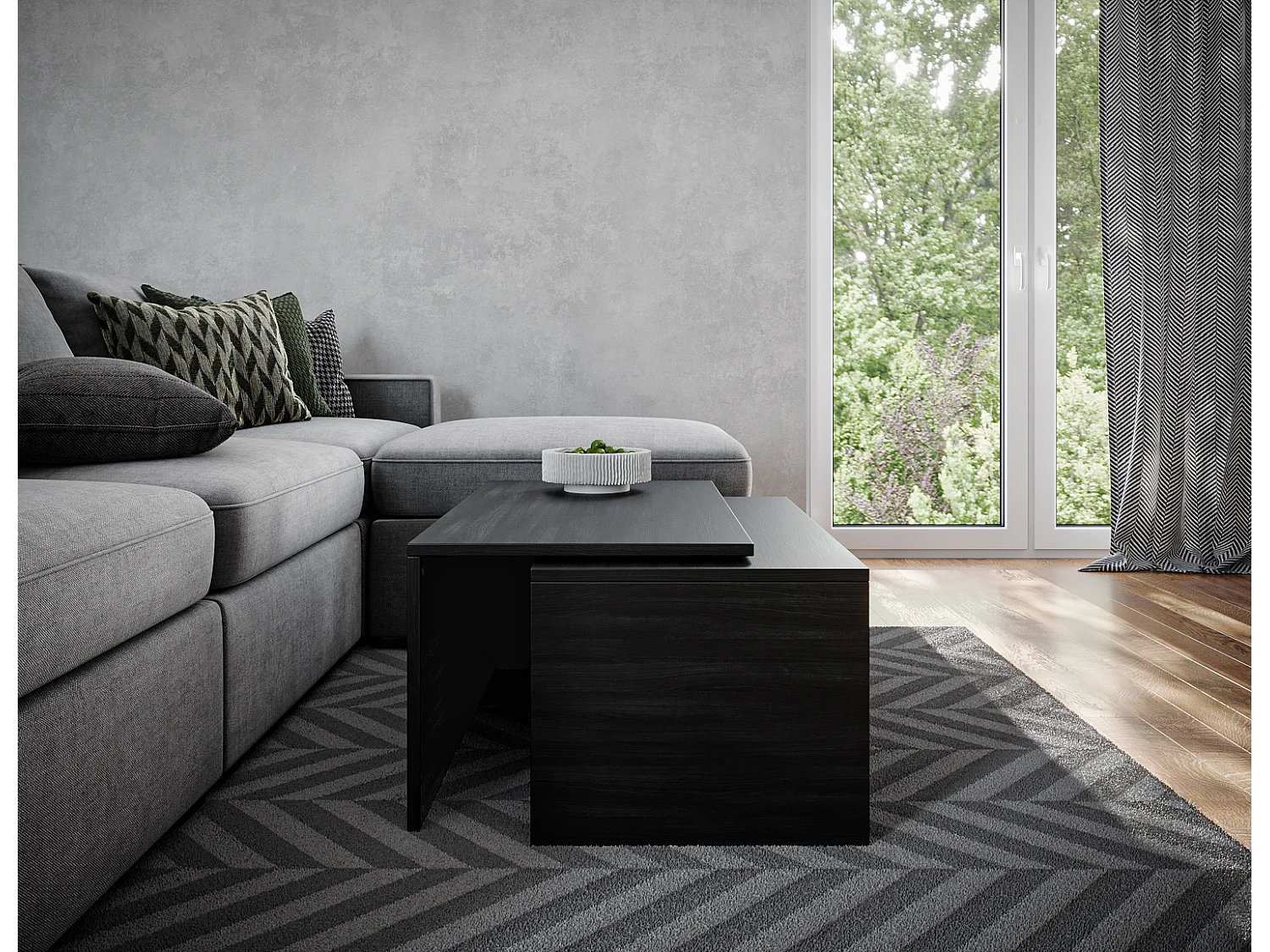 Table basse / Table à café lot de 2 – 90 x 48 x 40 cm, Table de salon moderne, Table de canapé avec rangement, Tables gigognes