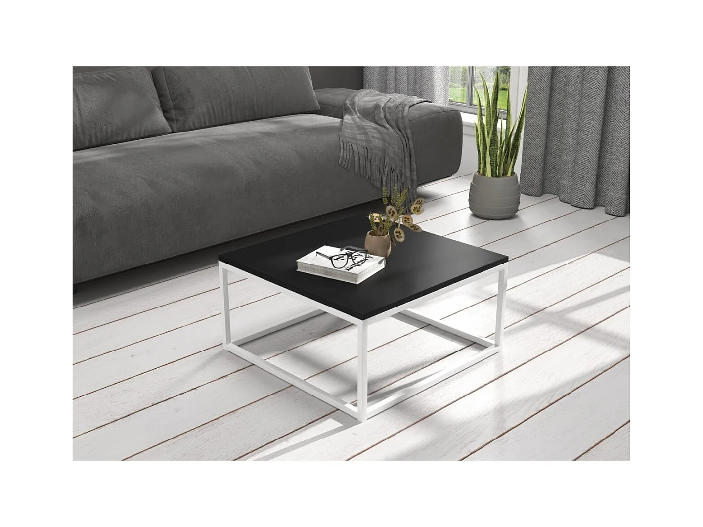 Table basse Kalten Lux/Métal et contreplaqué/Blanc&Noir