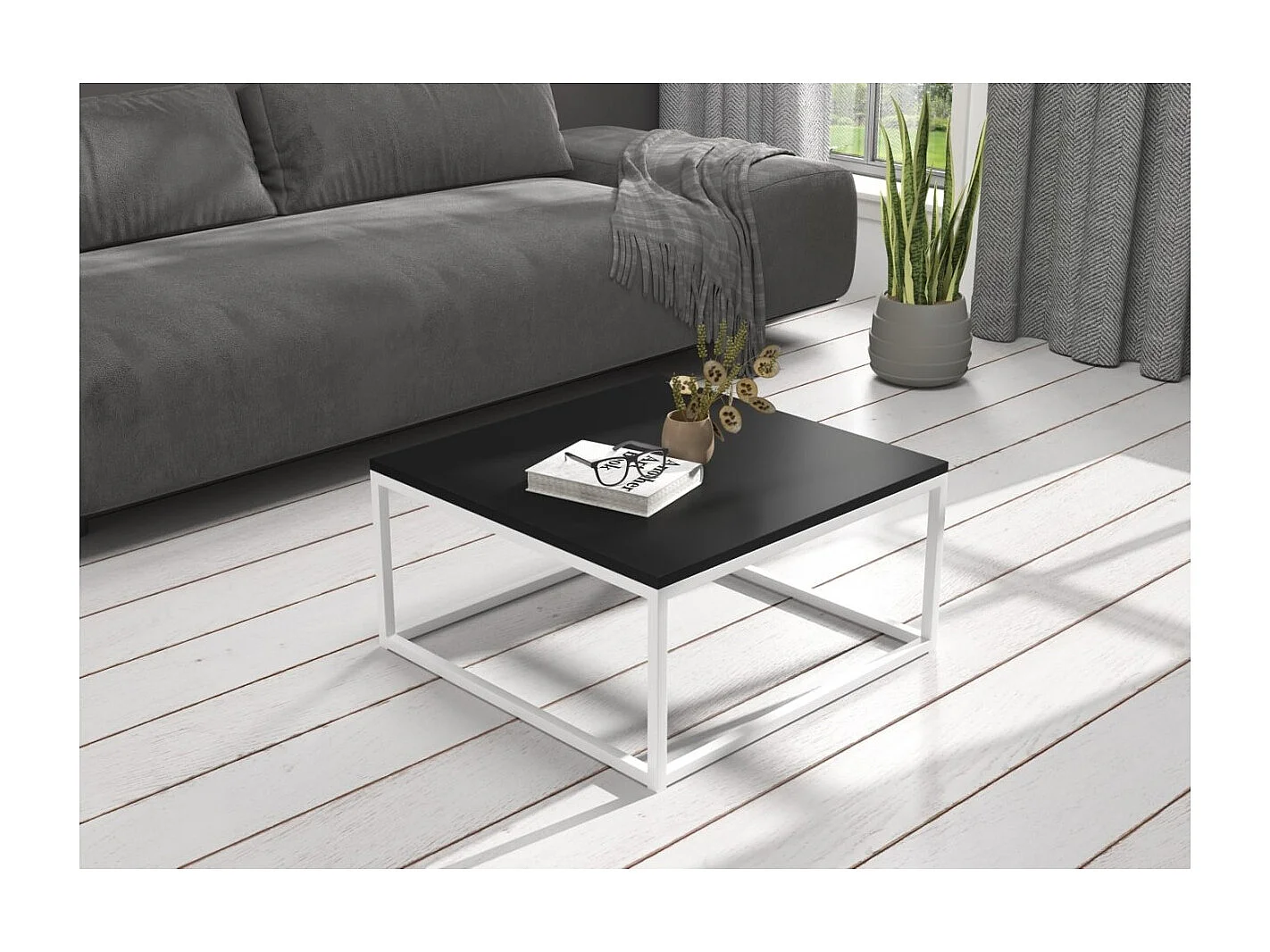 Couch Table Kalten Lux/Metall&Sperrholz/Weiss&Schwarz