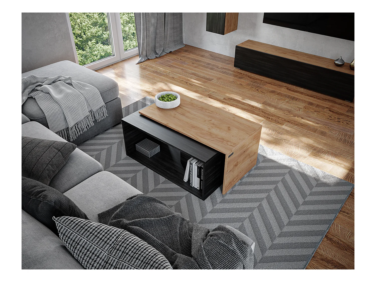 Table basse / Table à café lot de 2 – 90 x 48 x 40 cm, Table de salon moderne, Table de canapé avec rangement, Tables gigognes