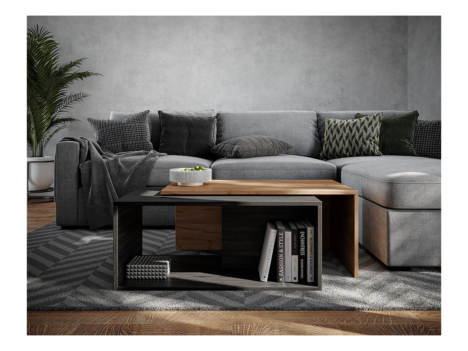 Table basse / Table à café lot de 2 – 90 x 48 x 40 cm, Table de salon moderne, Table de canapé avec rangement, Tables gigognes