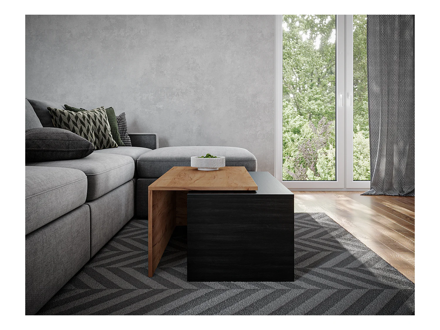 Table basse / Table à café lot de 2 – 90 x 48 x 40 cm, Table de salon moderne, Table de canapé avec rangement, Tables gigognes