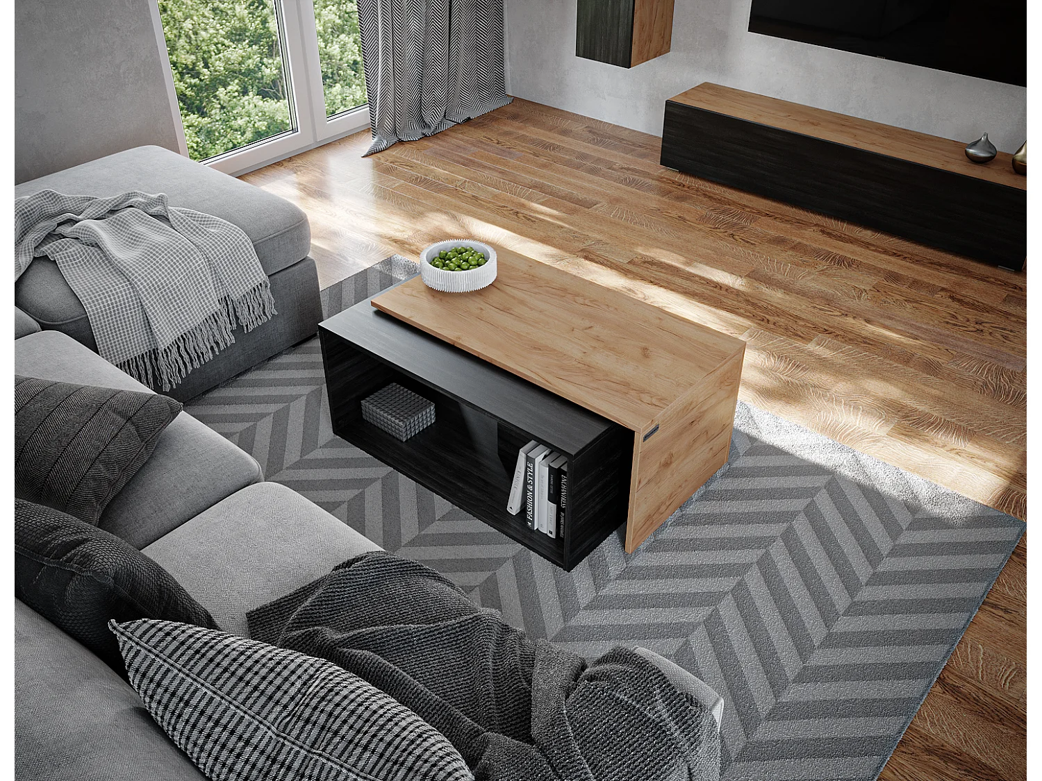 Table basse / Table à café lot de 2 – 90 x 48 x 40 cm, Table de salon moderne, Table de canapé avec rangement, Tables gigognes