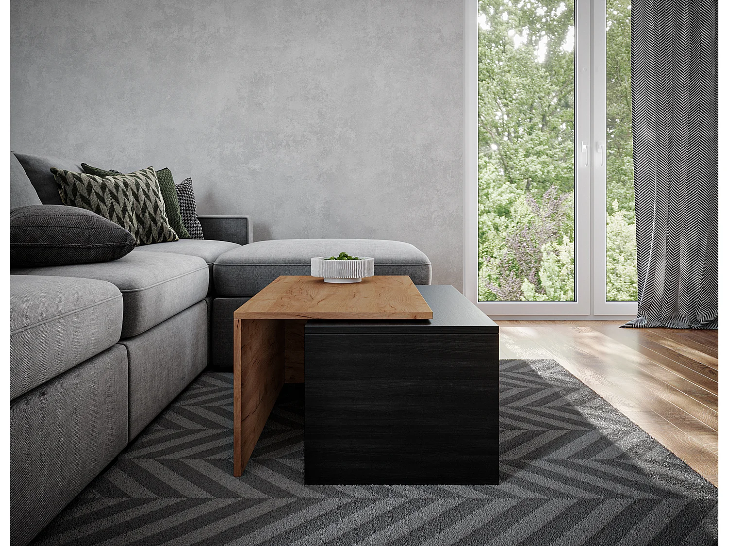 Table basse / Table à café lot de 2 – 90 x 48 x 40 cm, Table de salon moderne, Table de canapé avec rangement, Tables gigognes