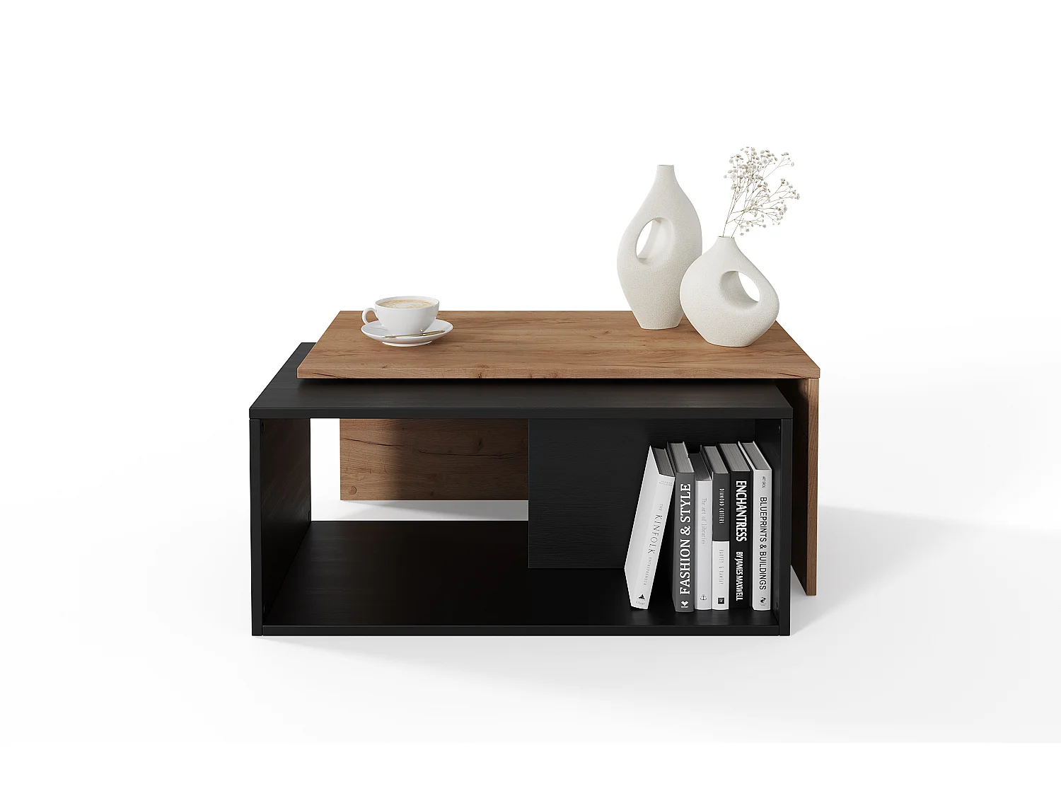 Table basse / Table à café lot de 2 – 90 x 48 x 40 cm, Table de salon moderne, Table de canapé avec rangement, Tables gigognes