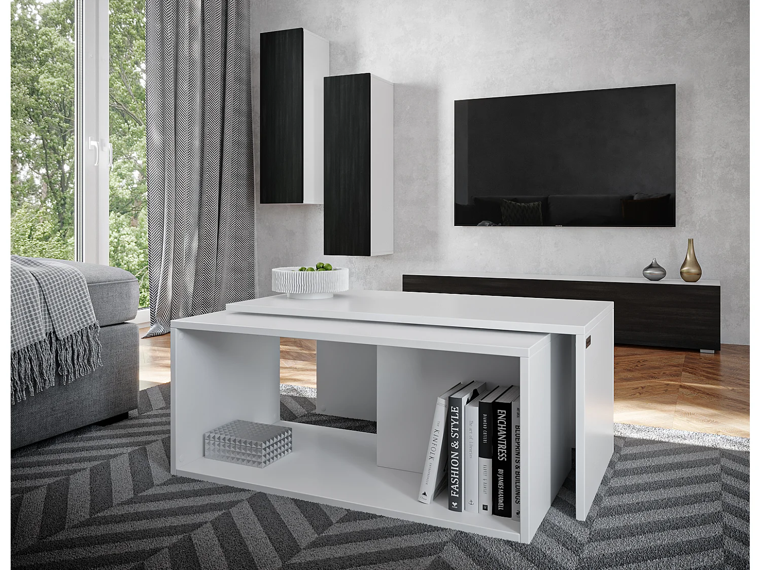 Table basse / Table à café lot de 2 – 90 x 48 x 40 cm, Table de salon moderne, Table de canapé avec rangement, Tables gigognes