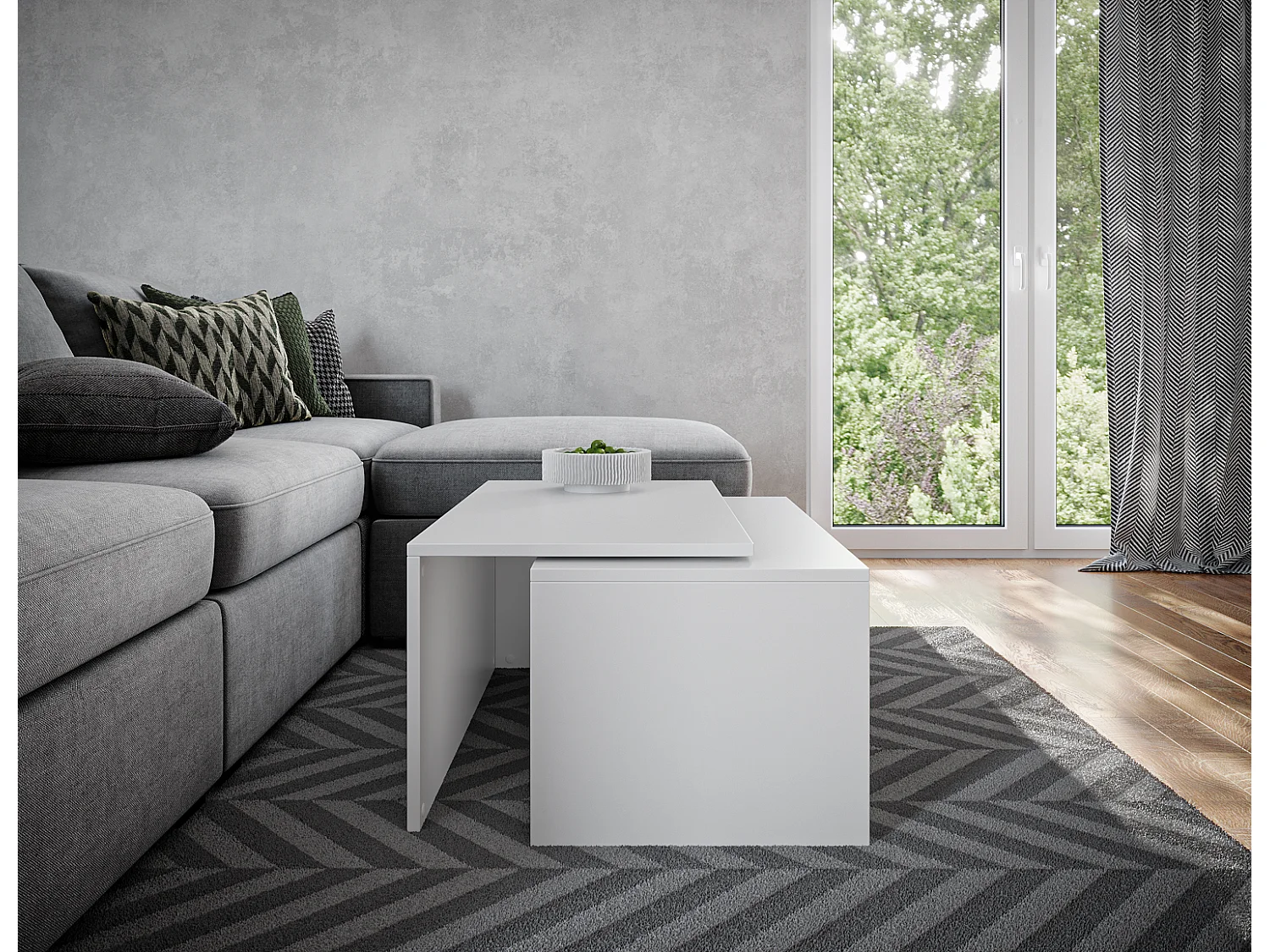 Table basse / Table à café lot de 2 – 90 x 48 x 40 cm, Table de salon moderne, Table de canapé avec rangement, Tables gigognes