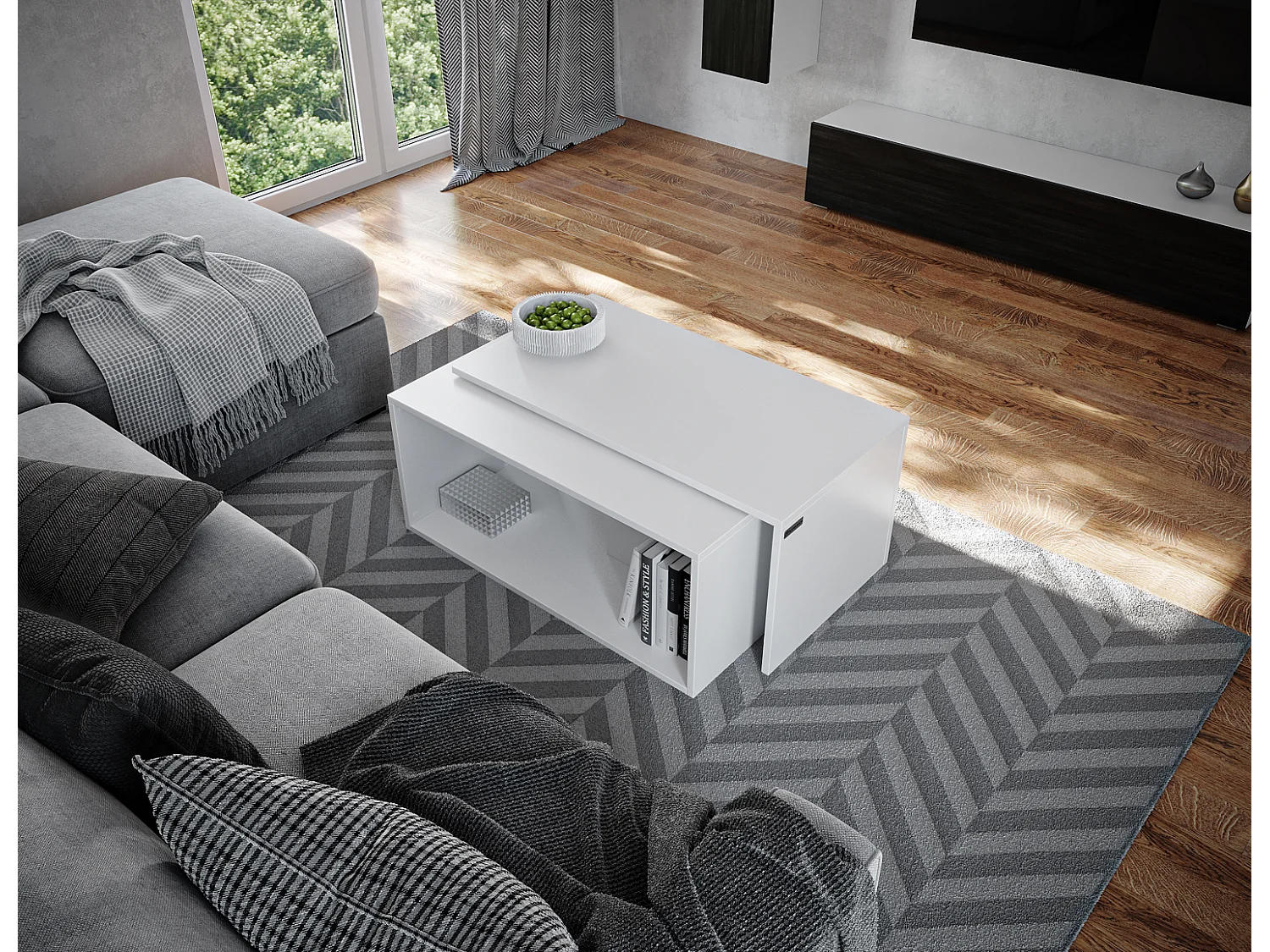 Table basse / Table à café lot de 2 – 90 x 48 x 40 cm, Table de salon moderne, Table de canapé avec rangement, Tables gigognes