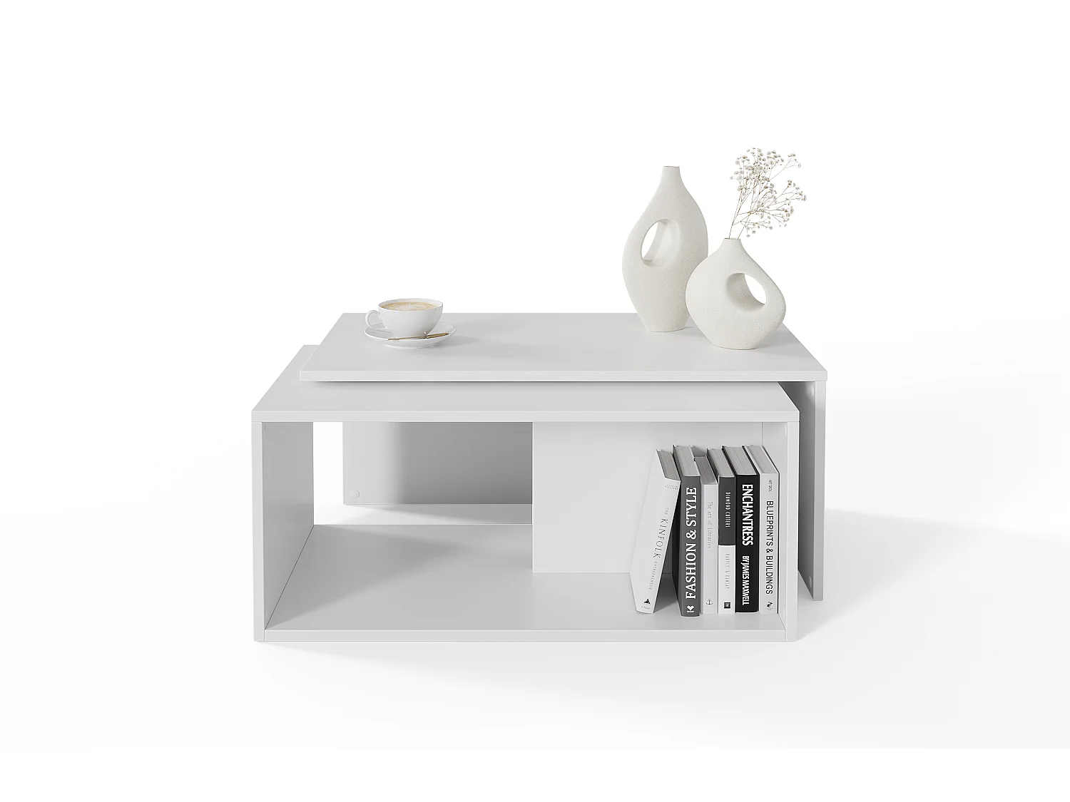 Table basse / Table à café lot de 2 – 90 x 48 x 40 cm, Table de salon moderne, Table de canapé avec rangement, Tables gigognes