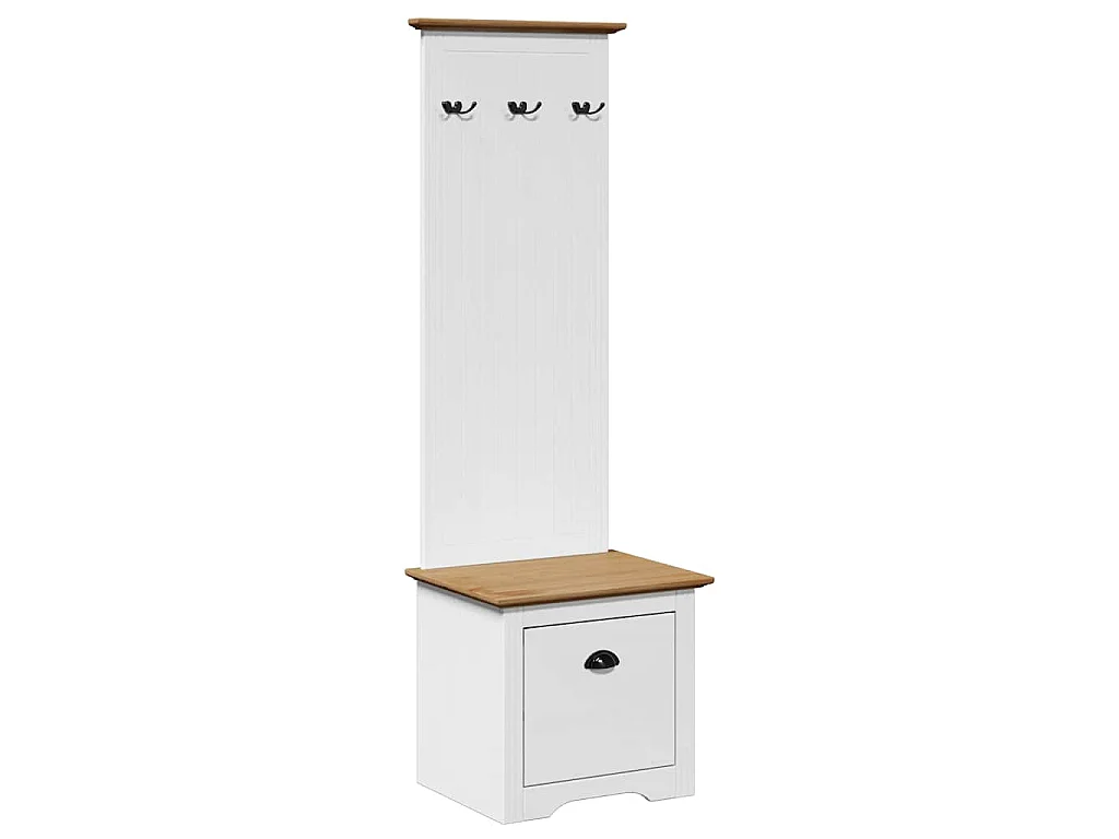 Mobile da Ingresso con Ganci BODO Bianco e Marrone 50x40x157 cm