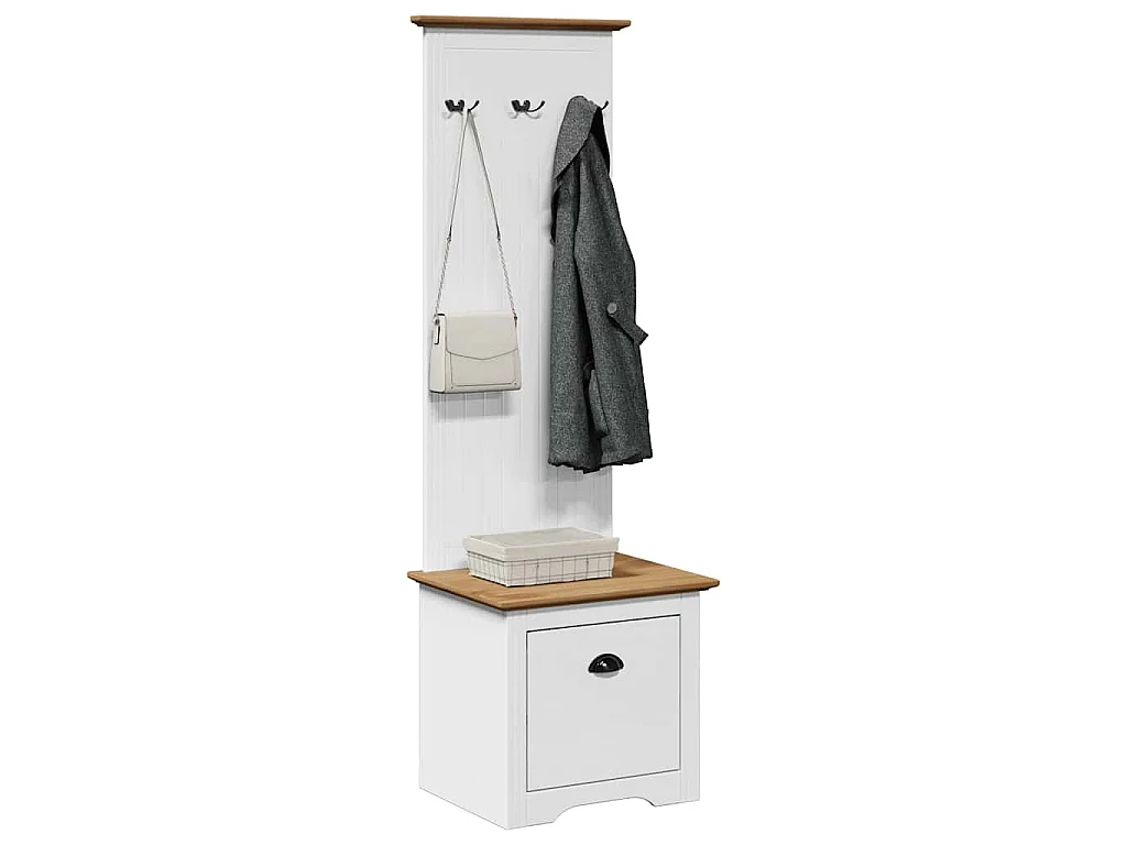 Mobile da Ingresso con Ganci BODO Bianco e Marrone 50x40x157 cm