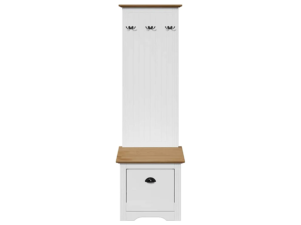 Mobile da Ingresso con Ganci BODO Bianco e Marrone 50x40x157 cm