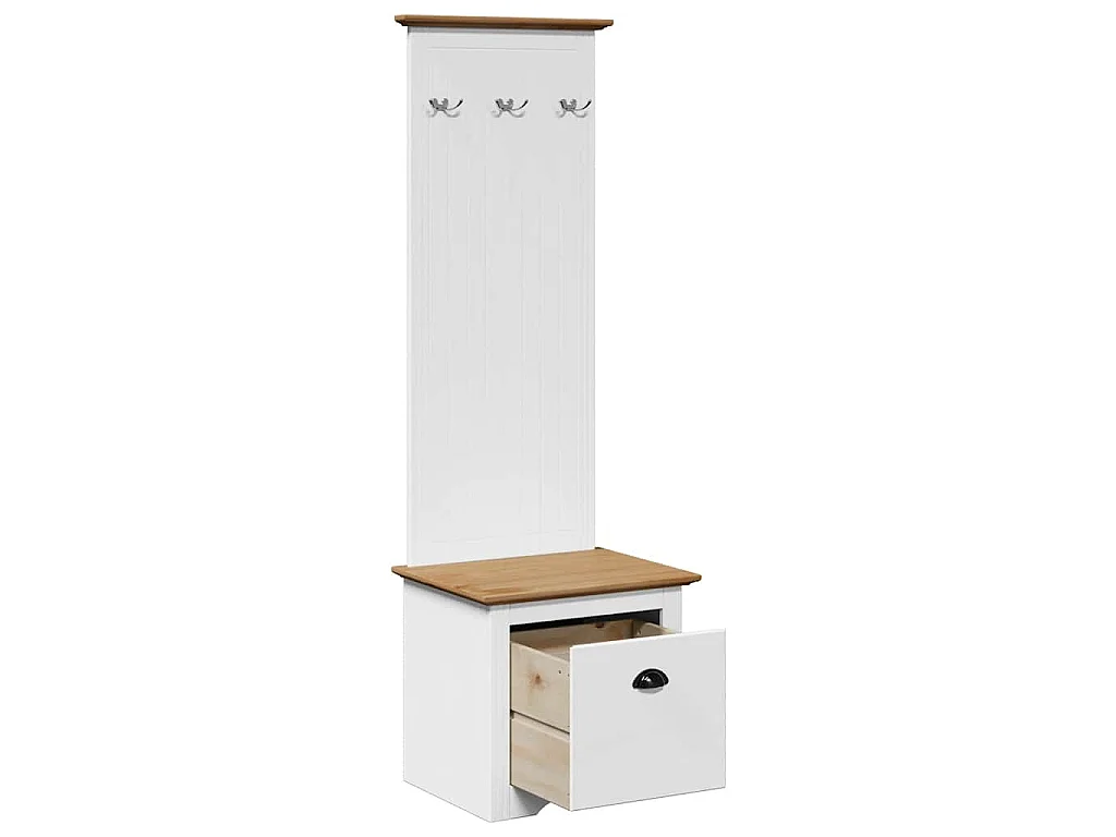 Mobile da Ingresso con Ganci BODO Bianco e Marrone 50x40x157 cm