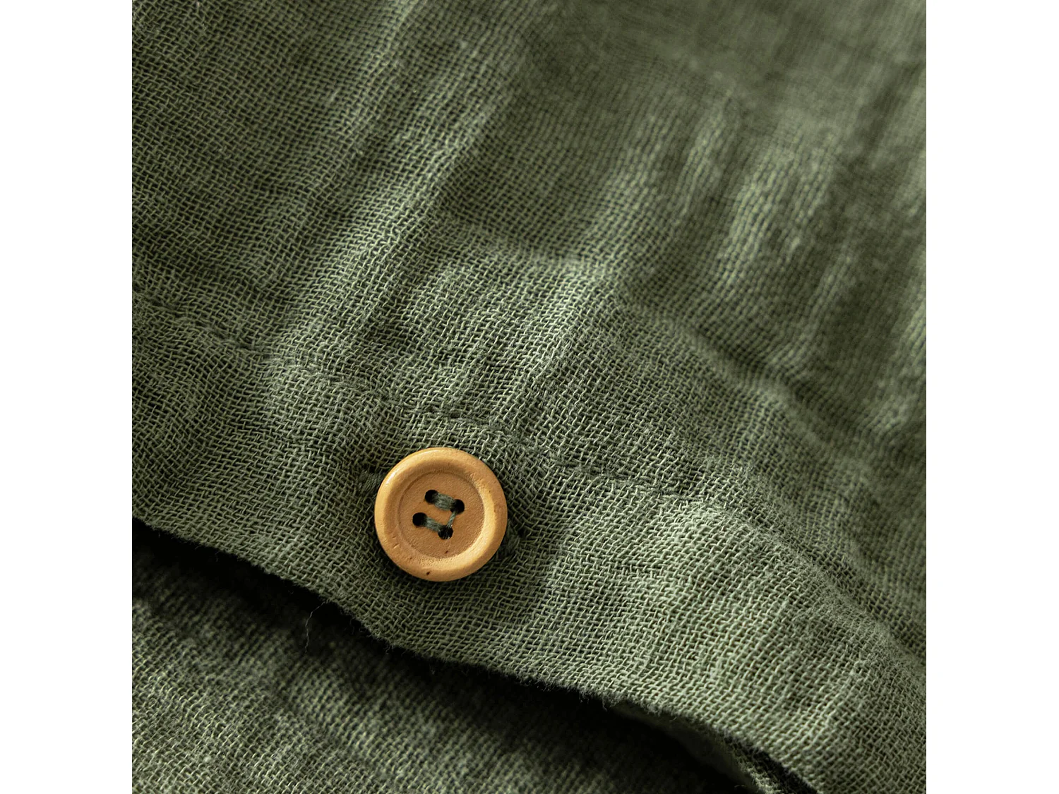 Parure de lit 200x200 gaze de coton kaki Terre de Nuit NOA - NOA