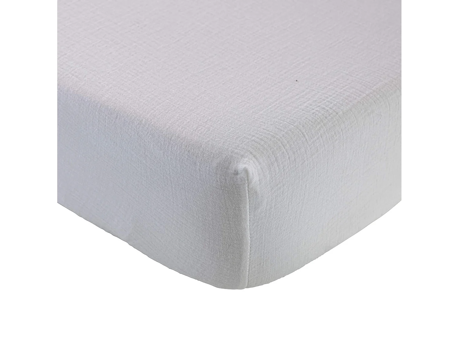 Drap housse 140x190 gaze de coton blanc Terre de Nuit NOA - NOA