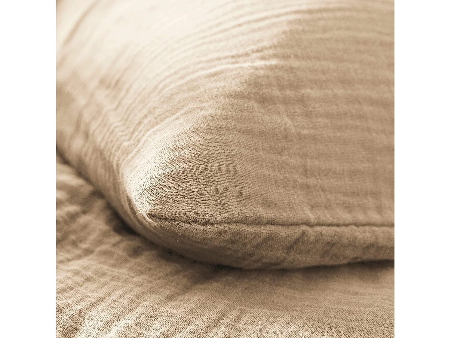 Taie d'oreiller 63x63 gaze de coton beige Terre de Nuit NOA - NOA