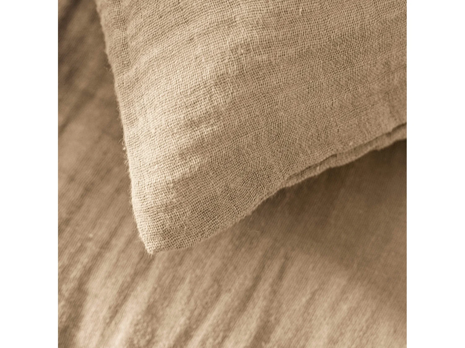 Taie d'oreiller 63x63 gaze de coton beige Terre de Nuit NOA - NOA