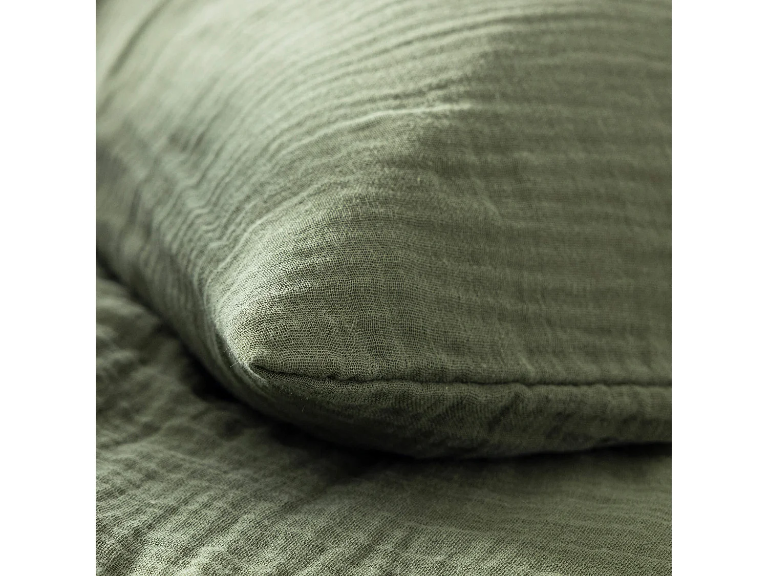 Taie d'oreiller 50x70 gaze de coton kaki Terre de Nuit NOA - NOA