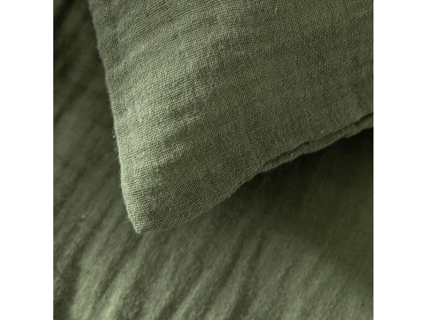 Taie d'oreiller 50x70 gaze de coton kaki Terre de Nuit NOA - NOA