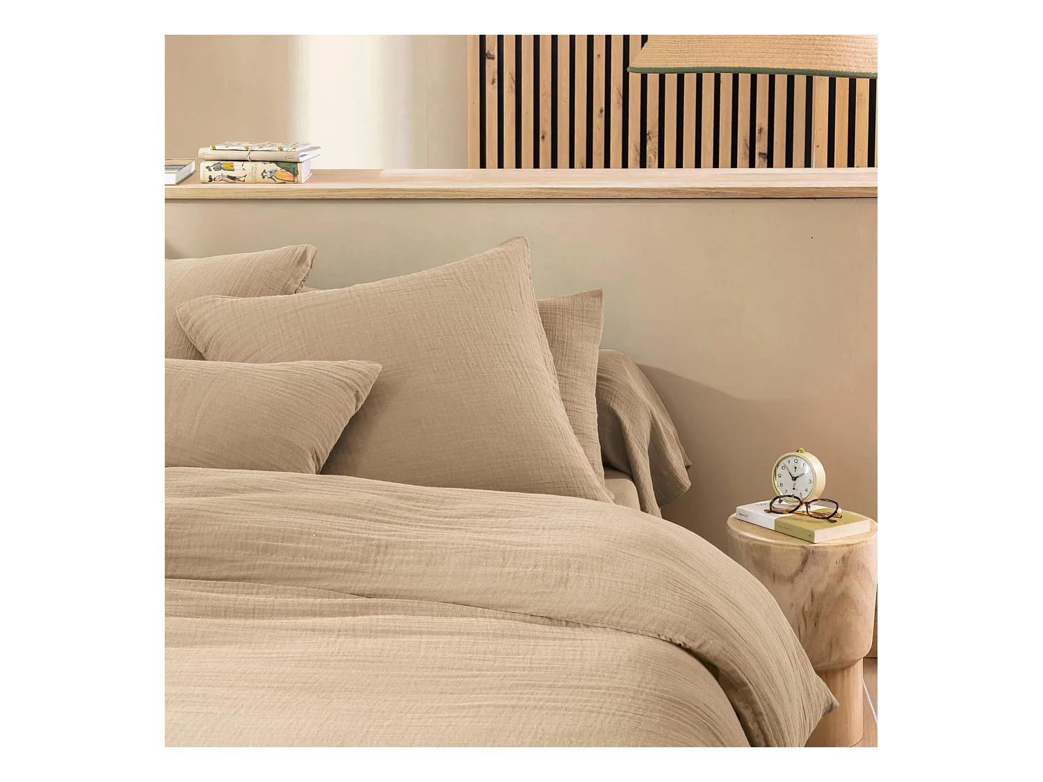 Taie d'oreiller 50x70 gaze de coton beige Terre de Nuit NOA - NOA