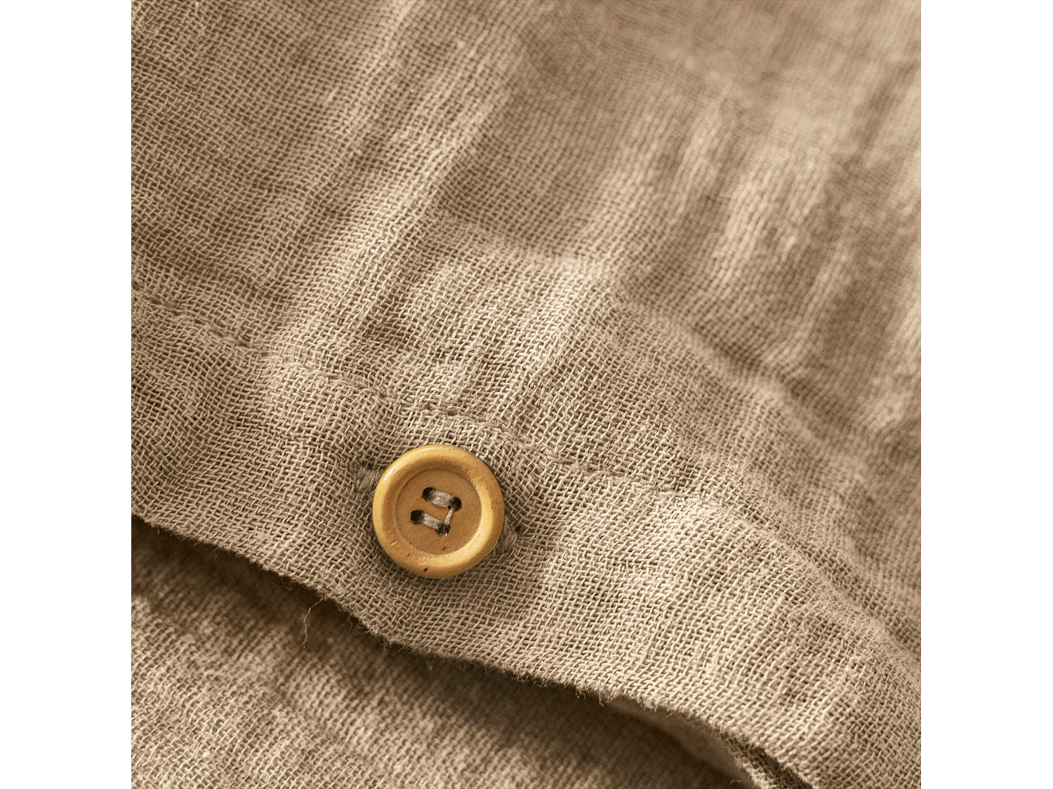 Housse de couette 260x240 gaze de coton beige Terre de Nuit NOA - NOA