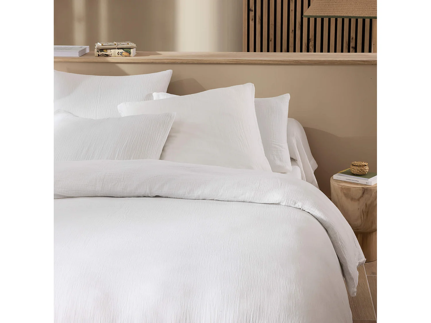 Housse de couette 240x220 gaze de coton blanc Terre de Nuit NOA - NOA