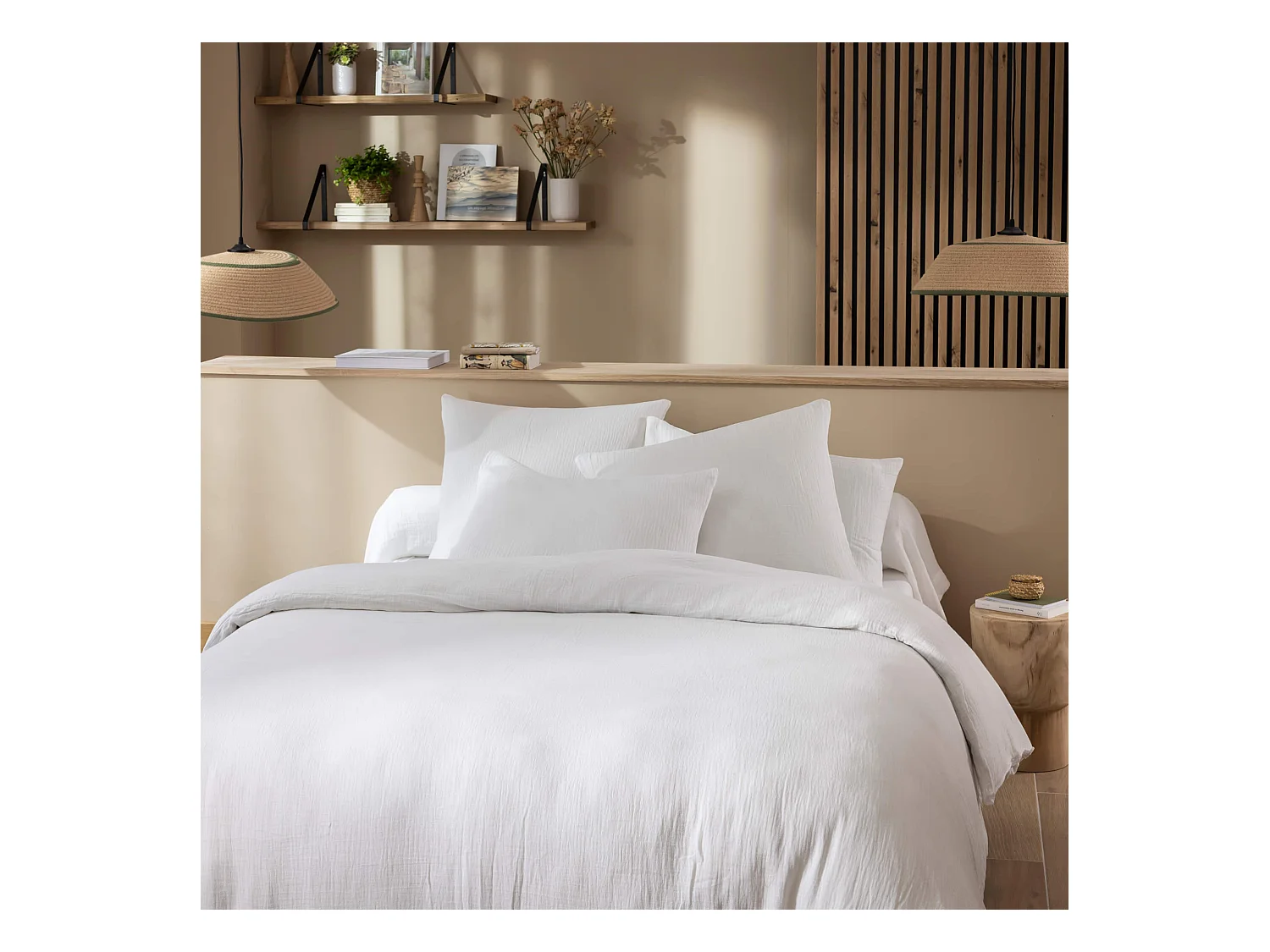 Housse de couette 200x200 gaze de coton blanc Terre de Nuit NOA - NOA