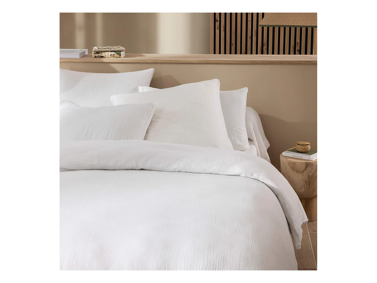 Housse de couette 200x200 gaze de coton blanc Terre de Nuit NOA - NOA