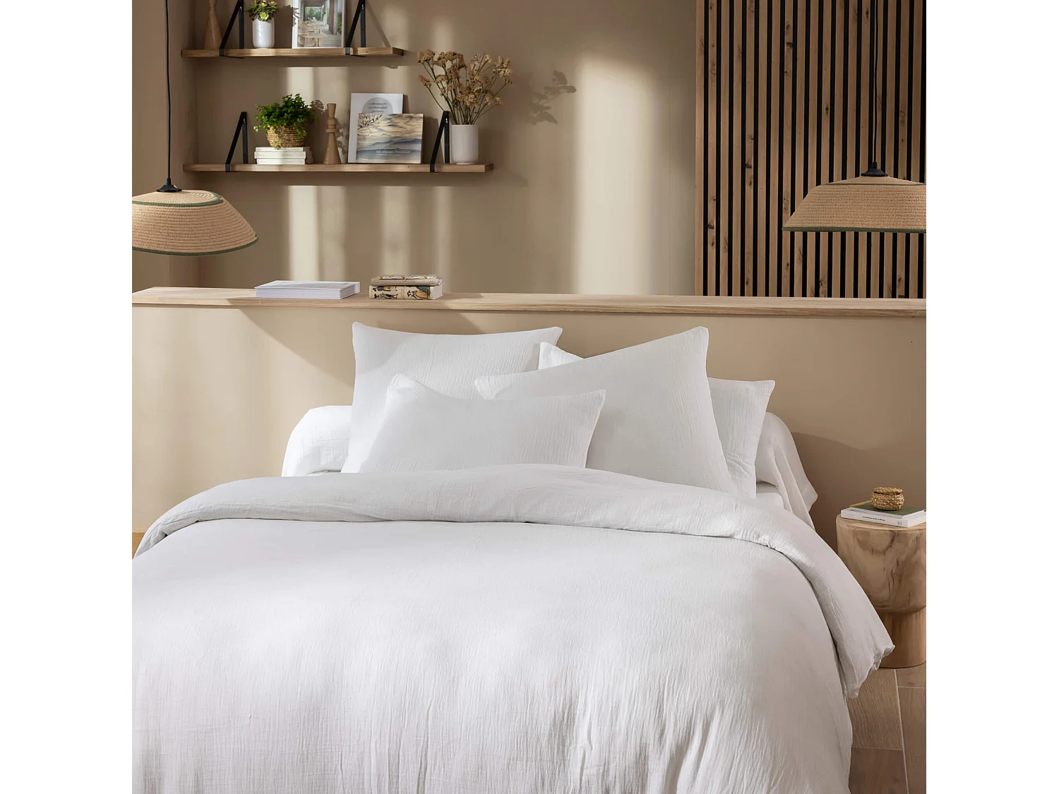 Housse de couette 200x200 gaze de coton blanc Terre de Nuit NOA - NOA