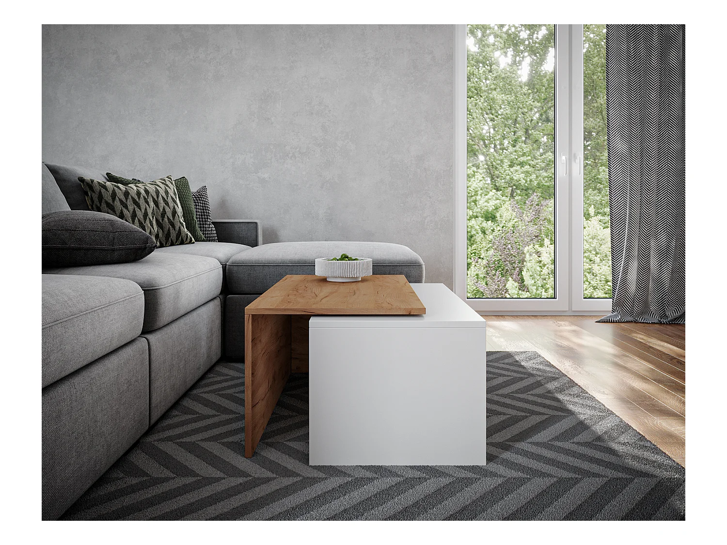 Table basse / Table à café lot de 2 – 90 x 48 x 40 cm, Table de salon moderne, Table de canapé avec rangement, Tables gigognes