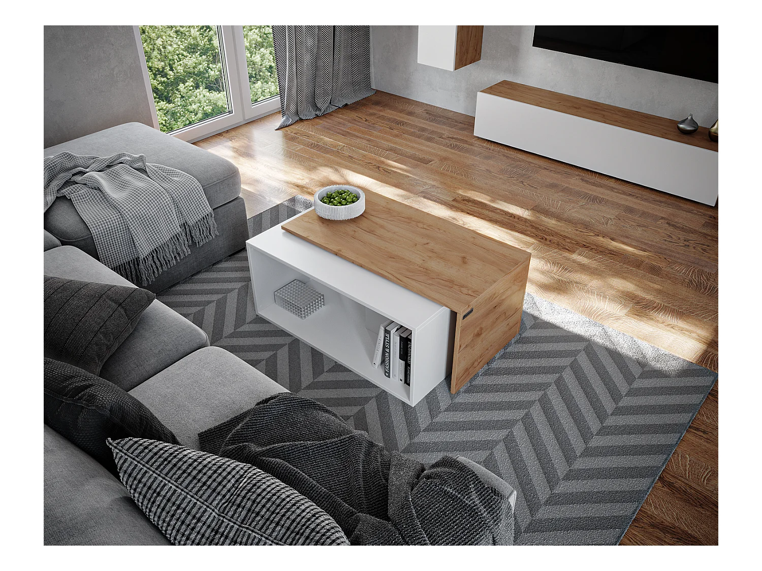 Table basse / Table à café lot de 2 – 90 x 48 x 40 cm, Table de salon moderne, Table de canapé avec rangement, Tables gigognes