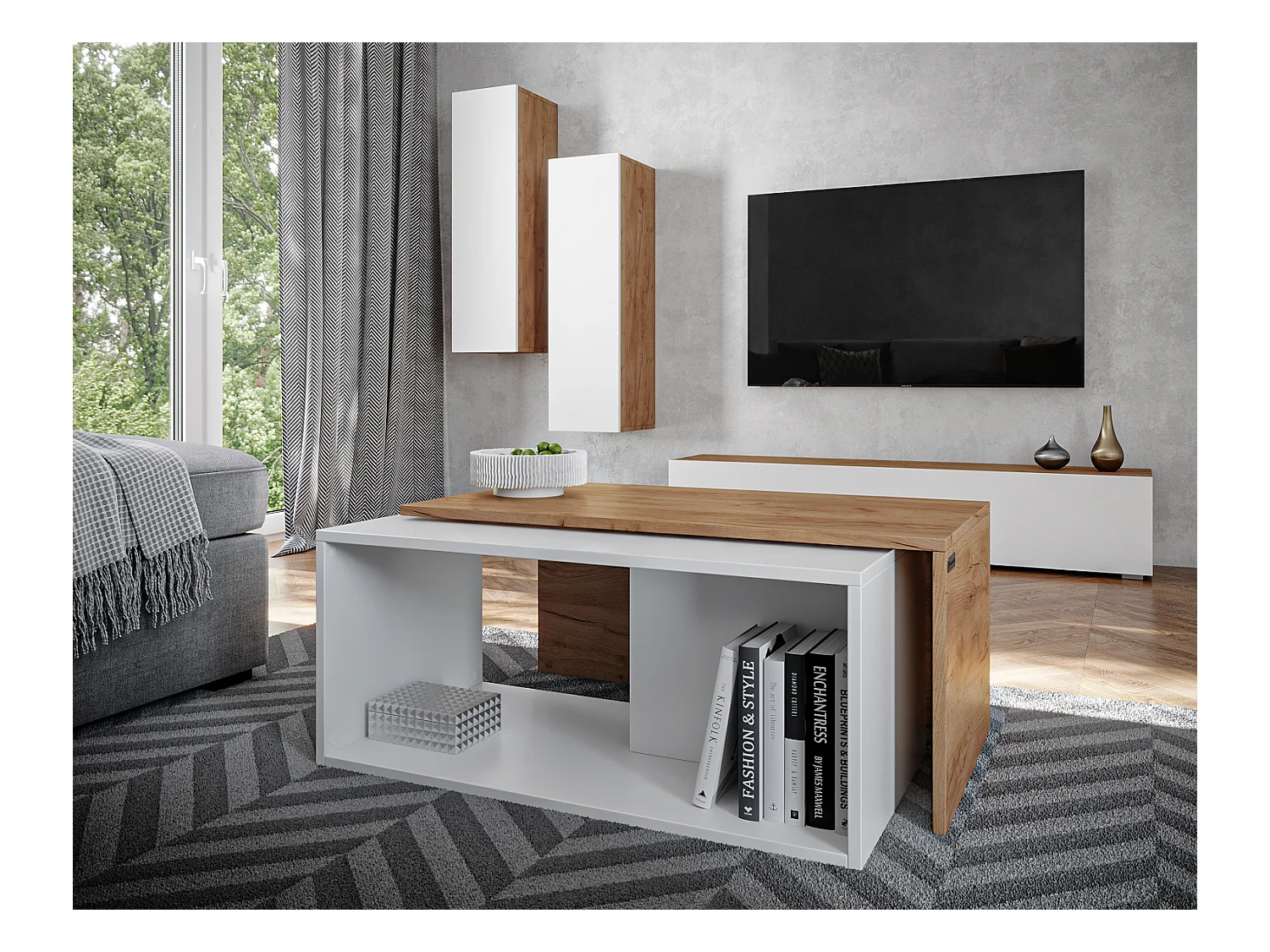 Table basse / Table à café lot de 2 – 90 x 48 x 40 cm, Table de salon moderne, Table de canapé avec rangement, Tables gigognes