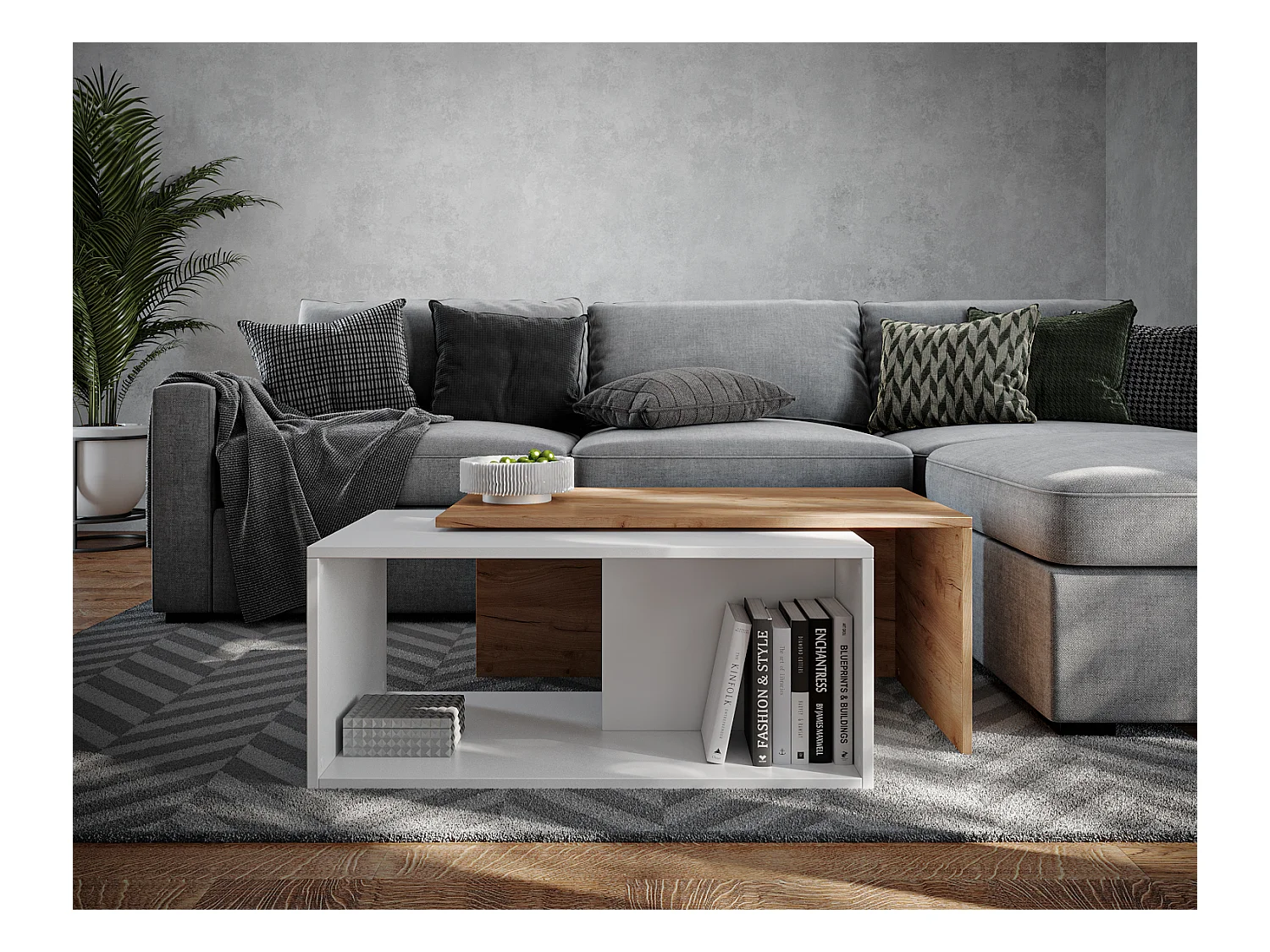 Couchtisch / Kaffeetisch 2er‑Set – 90 x 48 x 40 cm, Moderner Wohnzimmertisch, Sofatisch mit Stauraum, Satztische