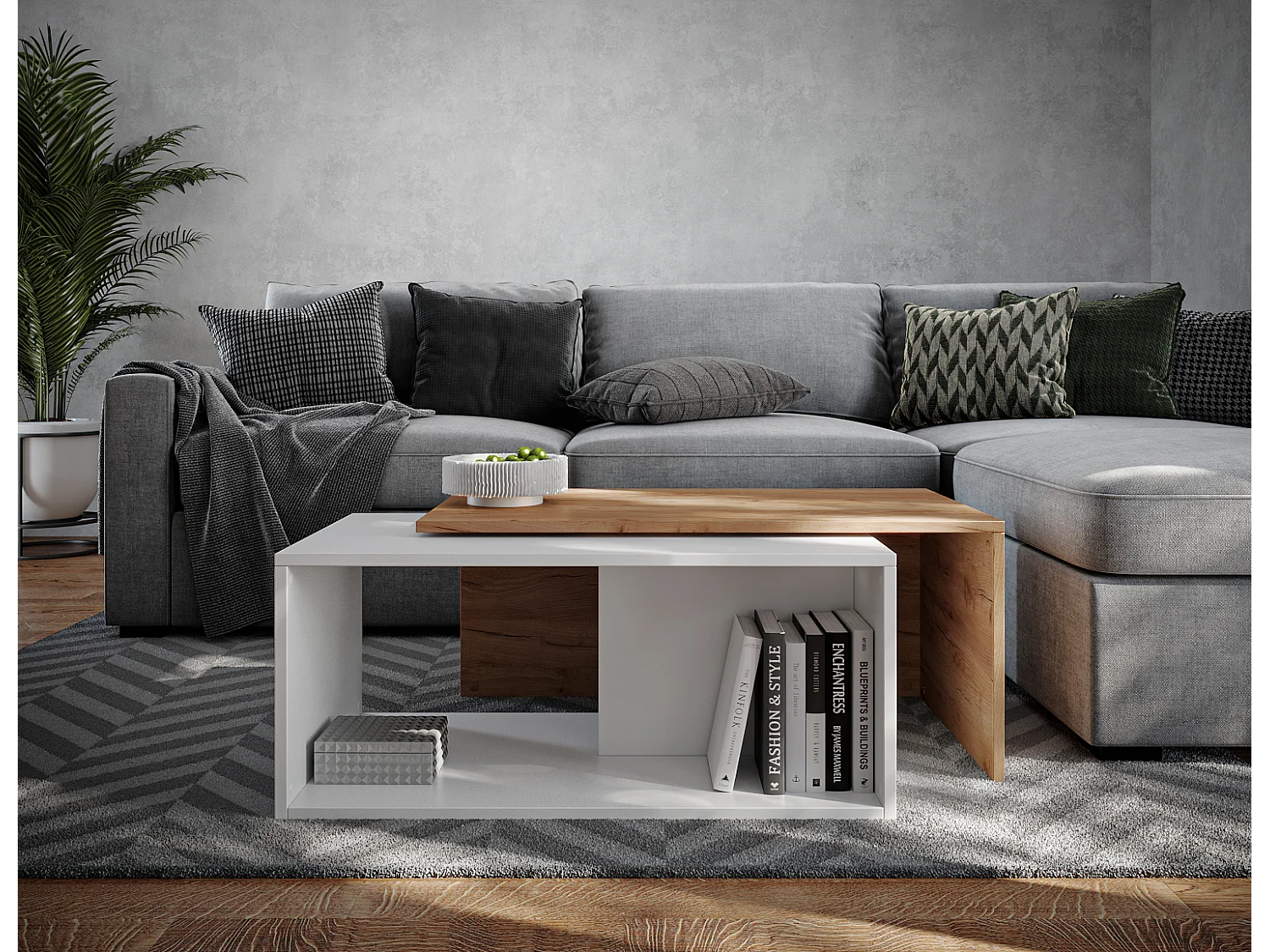 Table basse / Table à café lot de 2 – 90 x 48 x 40 cm, Table de salon moderne, Table de canapé avec rangement, Tables gigognes