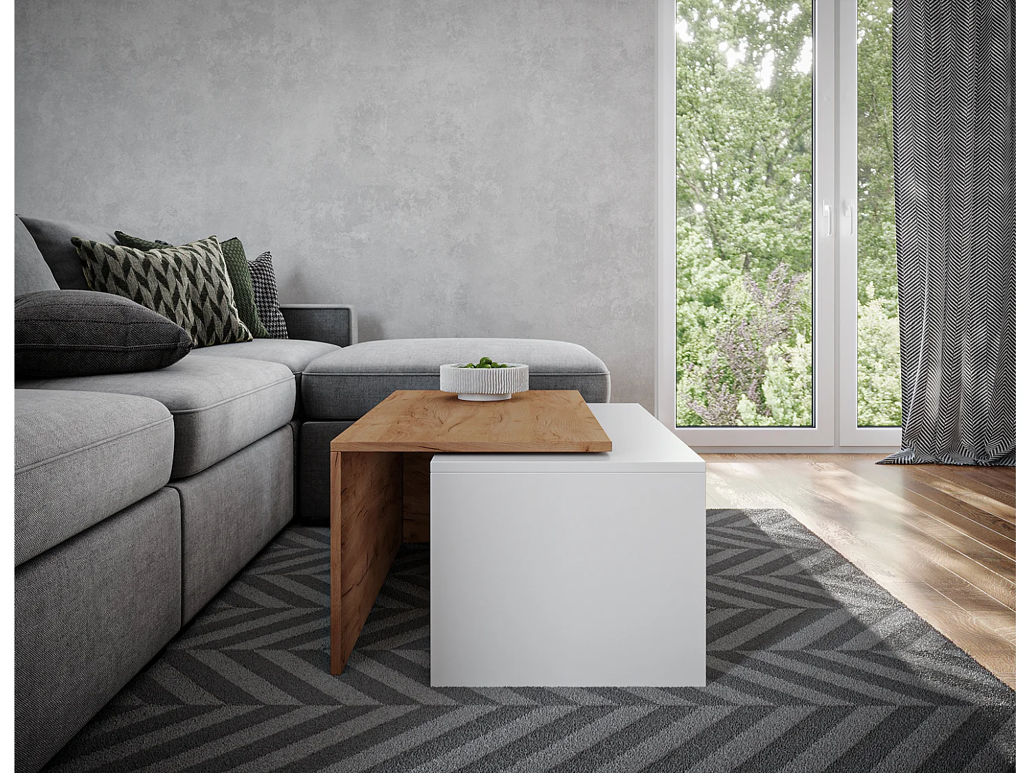 Table basse / Table à café lot de 2 – 90 x 48 x 40 cm, Table de salon moderne, Table de canapé avec rangement, Tables gigognes