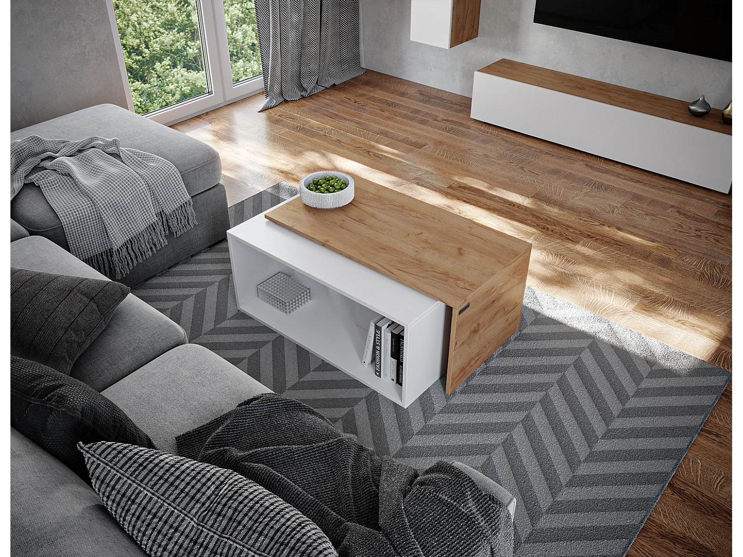 Table basse / Table à café lot de 2 – 90 x 48 x 40 cm, Table de salon moderne, Table de canapé avec rangement, Tables gigognes