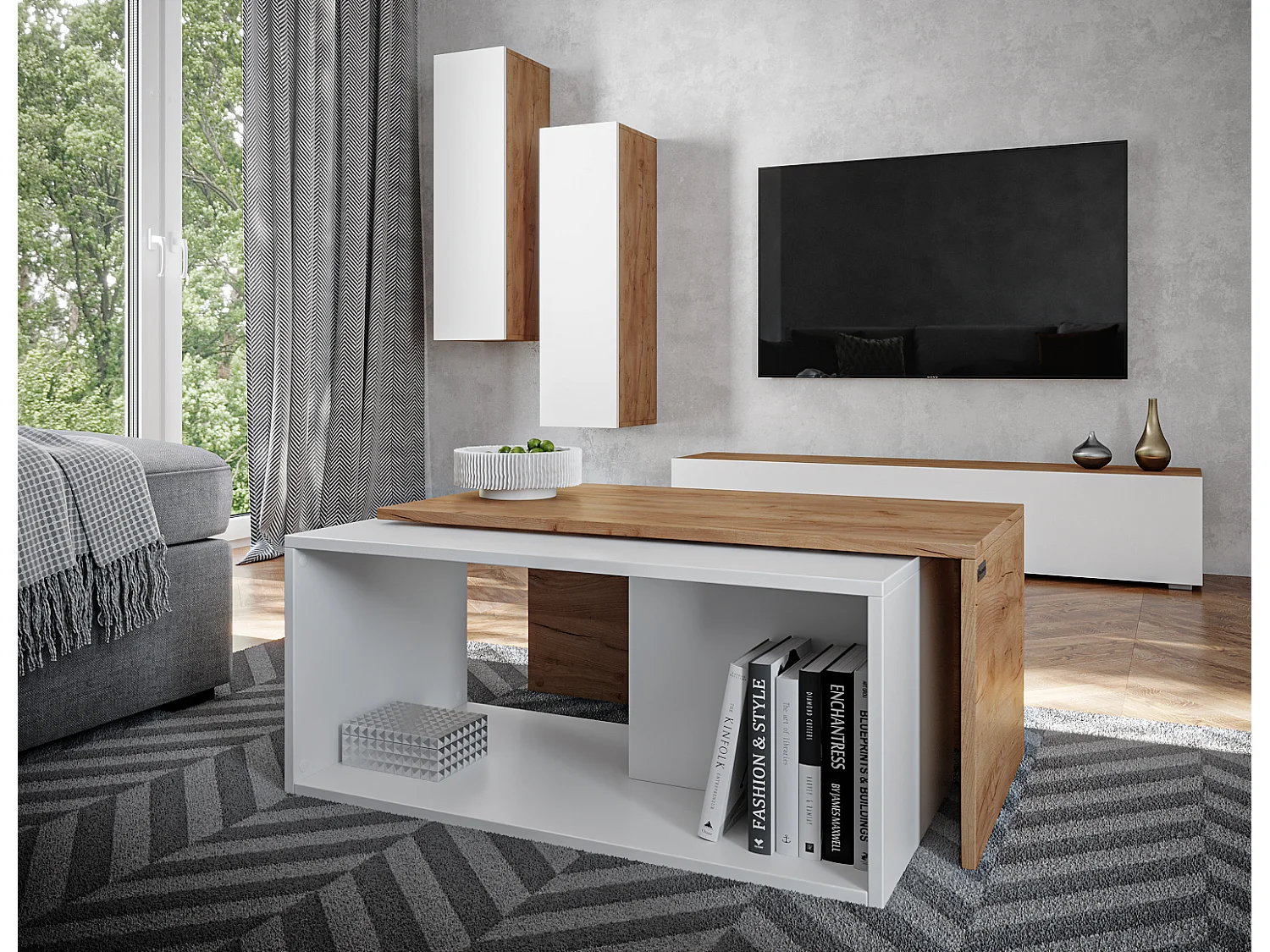 Table basse / Table à café lot de 2 – 90 x 48 x 40 cm, Table de salon moderne, Table de canapé avec rangement, Tables gigognes