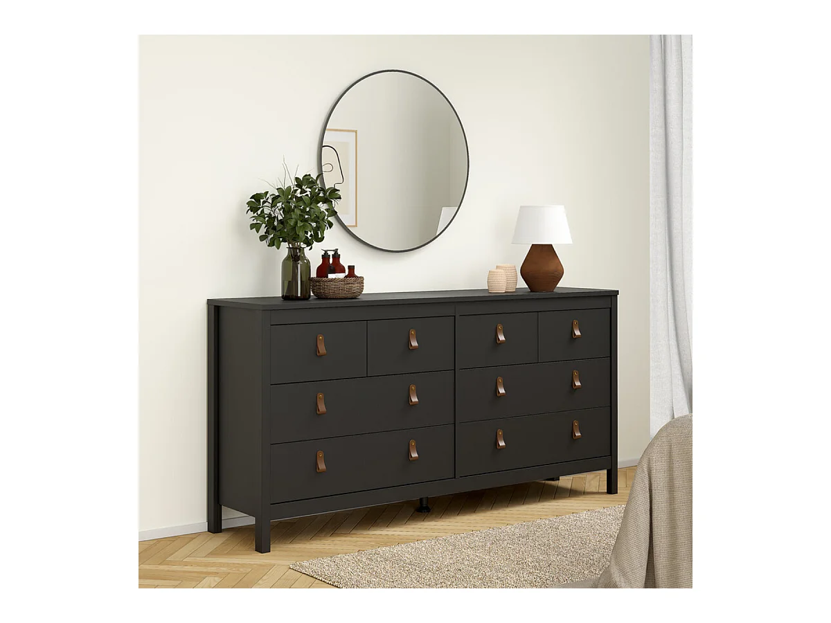 Dubbele ladekast met 8 lades matzwart B159,6 cm – BARCELONE