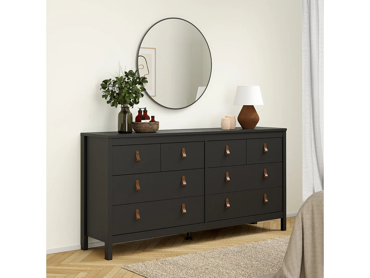 Commode 8 tiroirs noir mat L159,6 cm - BARCELONE