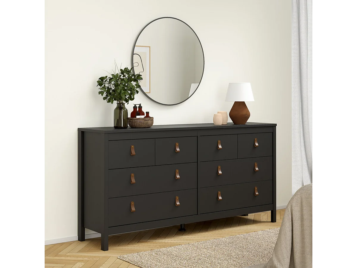 Dubbele ladekast met 8 lades matzwart B159,6 cm – BARCELONE