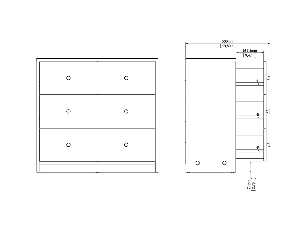 Comme 3 tiroirs L72,4 cm - LISE
