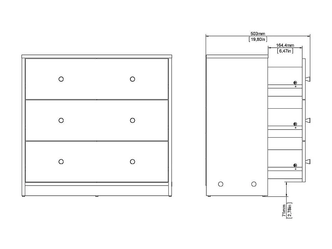 Ladekast met 3 lades B72,4 cm – LISE
