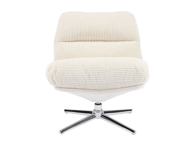 Fauteuil pivotant en velours cotelé beige et piètement chromé - Julia