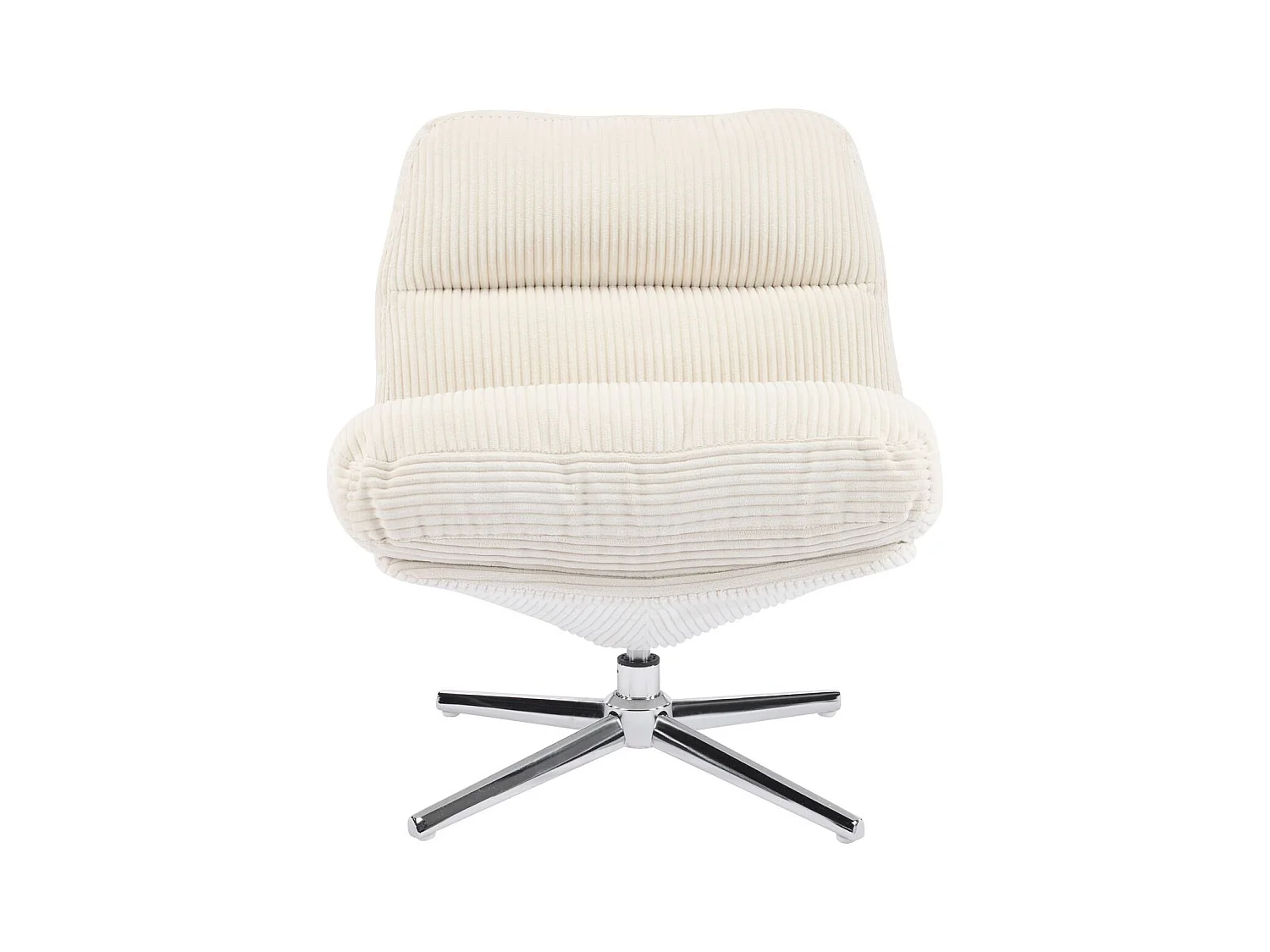 Fauteuil pivotant en velours cotelé beige et piètement chromé - Julia