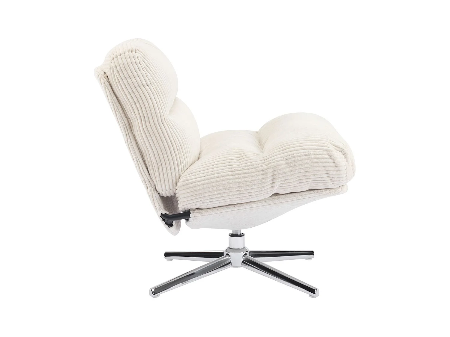Fauteuil pivotant en velours cotelé beige et piètement chromé - Julia