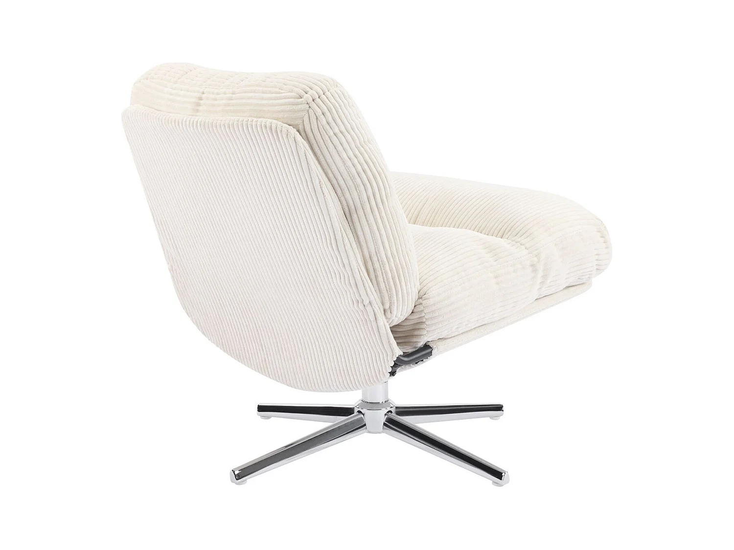 Fauteuil pivotant en velours cotelé beige et piètement chromé - Julia