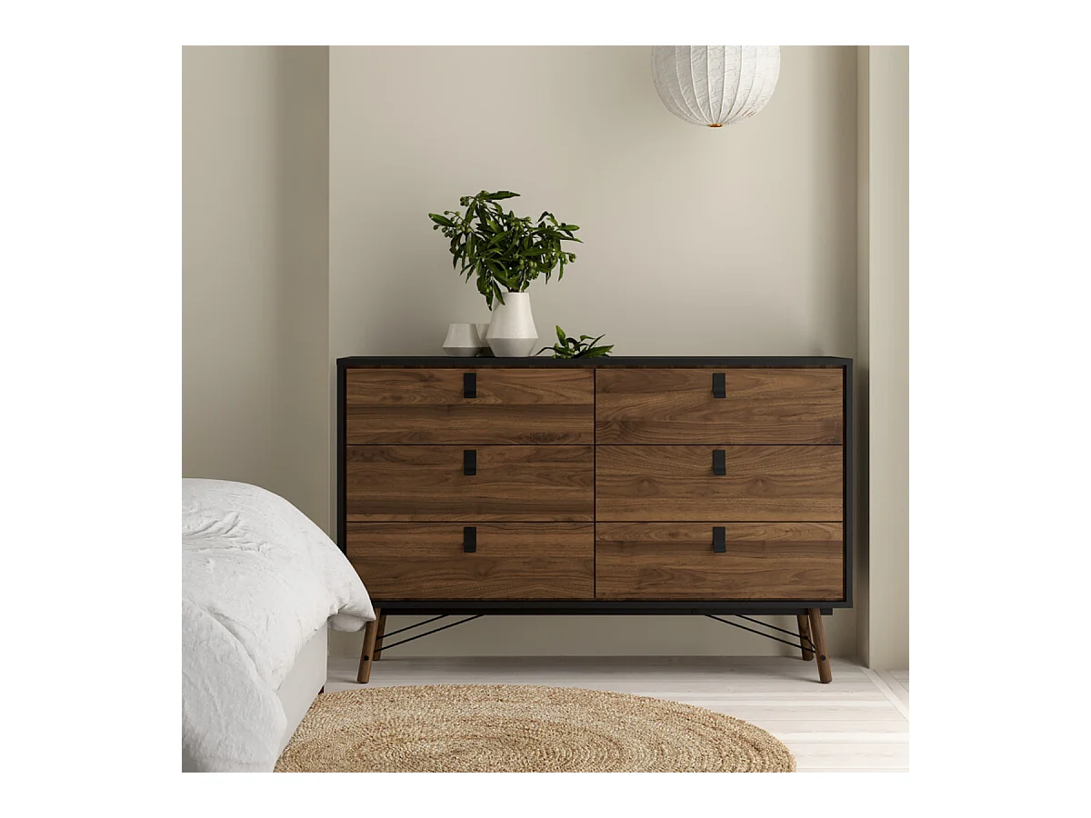 Dubbele ladekast met 6 lades en metalen onderstel B150,3 cm – JOYCE